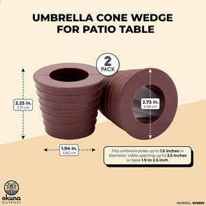 Okuna Outpost Umbrella Wedge Cone Plugs for Patio Table (Brown, 2 Pack)