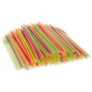 200 Pack Plastic Extra Long Straws for Birthday Party, 13 Inch Disposable Drinking Straws for Cocktails, Coffee (4 Rainbow Colors)