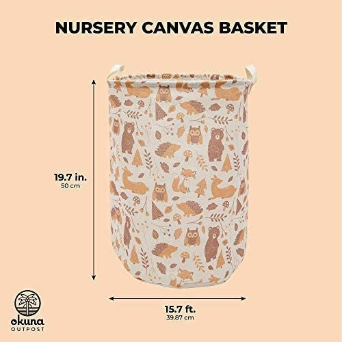 Okuna Outpost Collapsible Woodland Nursery Hamper with Handles (15.7 x 19.7 in)