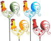 Okuna Outpost Metal Rooster Planter Stakes for Yard and Garden Decor (5.5 x 24.5 in, 4 Pack)
