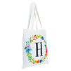 Set of 2 Reusable Monogram Letter H Personalized Canvas Tote Bags for Women, Floral Design (29 Inches)