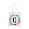 Set of 2 Reusable Monogram Letter O Personalized Canvas Tote Bags for Women, Floral Design (29 Inches)