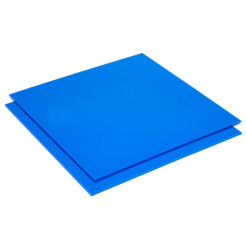 2-Pack Opaque Cast Acrylic Sheet, 1/8-Inch Thick 11.75x11.75-Inch Square Plastic Tiles for Wall Decorations, Laser Cutting, Arts and Crafts, and Custom Signs for Cafes and Boutiques (Blue)