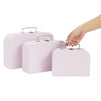 Set of 3 Different Sizes of Paperboard Suitcases with Metal Handles, Decorative Cardboard Storage Boxes (Lavender)