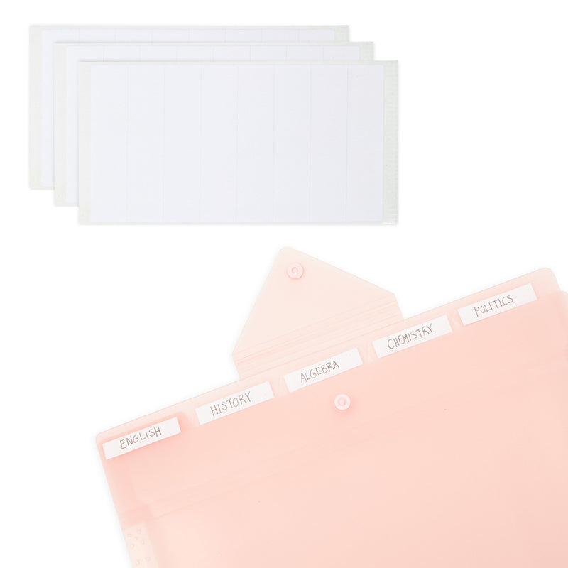 3 Pack Expanding File Folder, Pocket Document Organizer with Snap Closure and Labels (Letter Size, Pink)