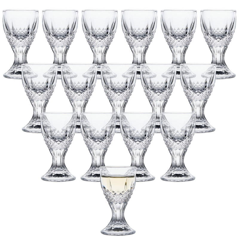 Set of 16 Mini Soju Shot Glasses for Sake, Liqueur, Sherry, Cordial, Port (0.5 oz)