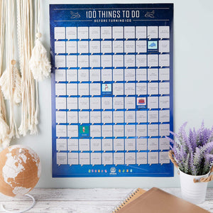 Scratch off Poster, 100 Things To Do Before Turning 100 Bucket List (16.5 x 23.5 In)
