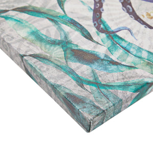 4 Piece Blue Beach Canvas Wall Art Set, Ocean Sea Creature Print Set (4 Designs, 12 x 12 In)