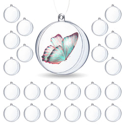 Clear Plastic Ornaments for DIY Arts and Crafts, Fillable Decorations (3.15 In, 24 Pack)