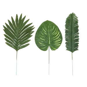 Artificial Palm Leaves Decor, Tropical Jungle Party Decorations (6 Styles, 90 Pieces)