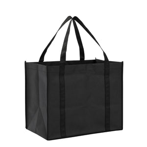 10 Pack Black Extra Large Reusable Grocery Bags with Handles for Shopping, Small Business, Retail (15.75 x 10 x 13 In)