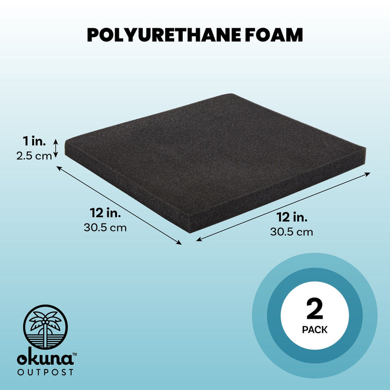 2-Pack Packing Foam Sheets - 12x12x1 Customizable Polyurethane Insert Pads for Tool Case Cushioning, Crafts (Black)