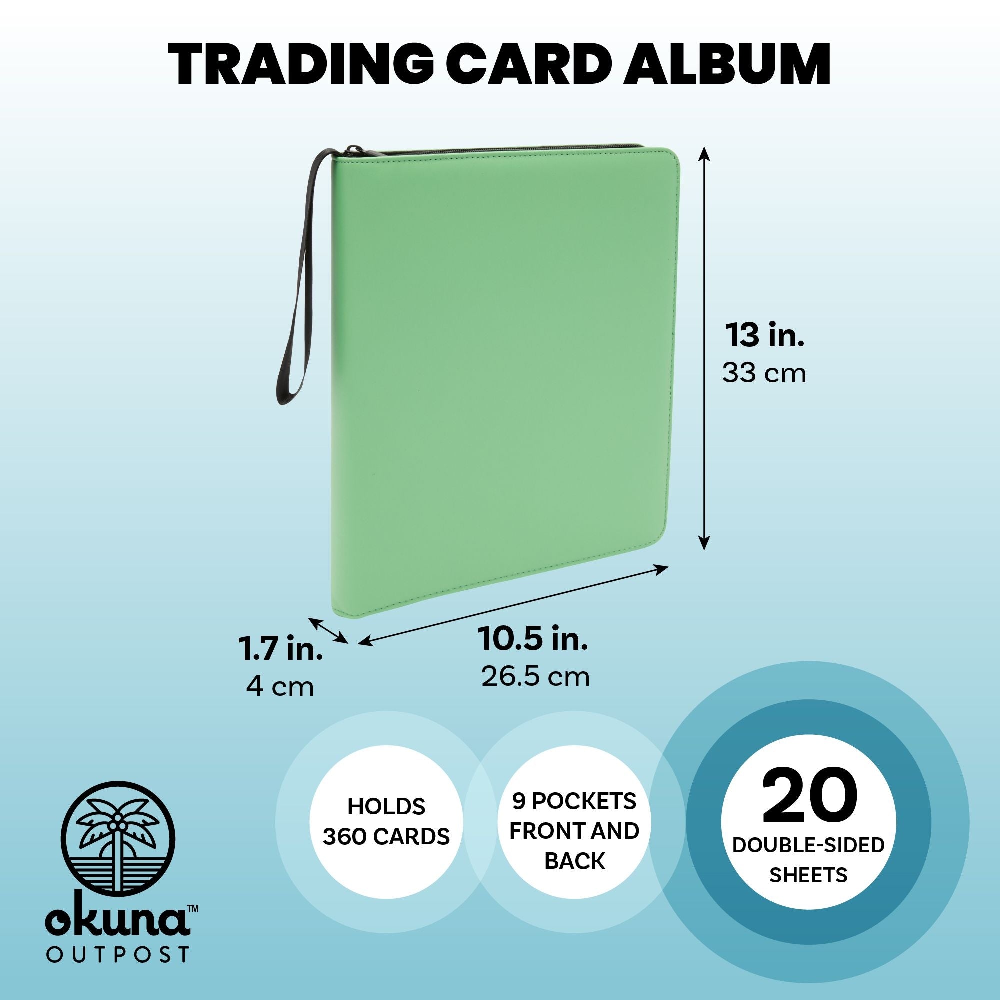 360 Card Pocket Binder with Zipper 9 Pocket Trading Cards Album