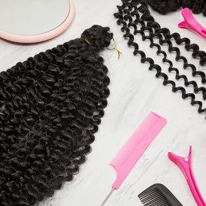 Twist Crochet Braiding Hair, Black Synthetic Extensions (18 Inches, 6 Pack)