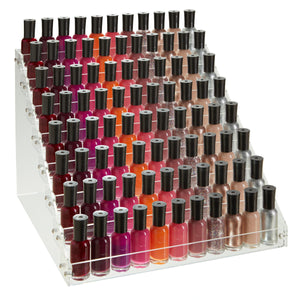 8 Tier Clear Acrylic Nail Polish Display Rack with 96 Bottle Capacity, Organizer for Salons (12.75 x 12.5 x 9.25 in)