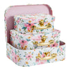 Set of 3 Different Sizes of Paperboard Suitcases with Metal Handles, Floral Print Decorative Cardboard Storage Boxes (Floral Print)