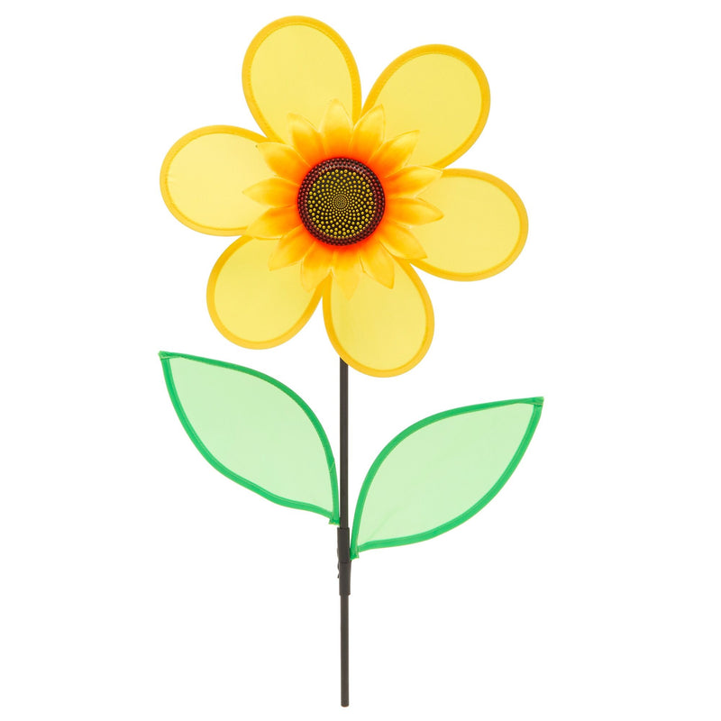 Sunflower Pinwheels for Yard and Garden, Yellow Wind Spinners (12x24 In, 2 pack)