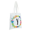 Set of 2 Reusable Monogram Letter Y Personalized Canvas Tote Bags for Women, Floral Design (29 Inches)