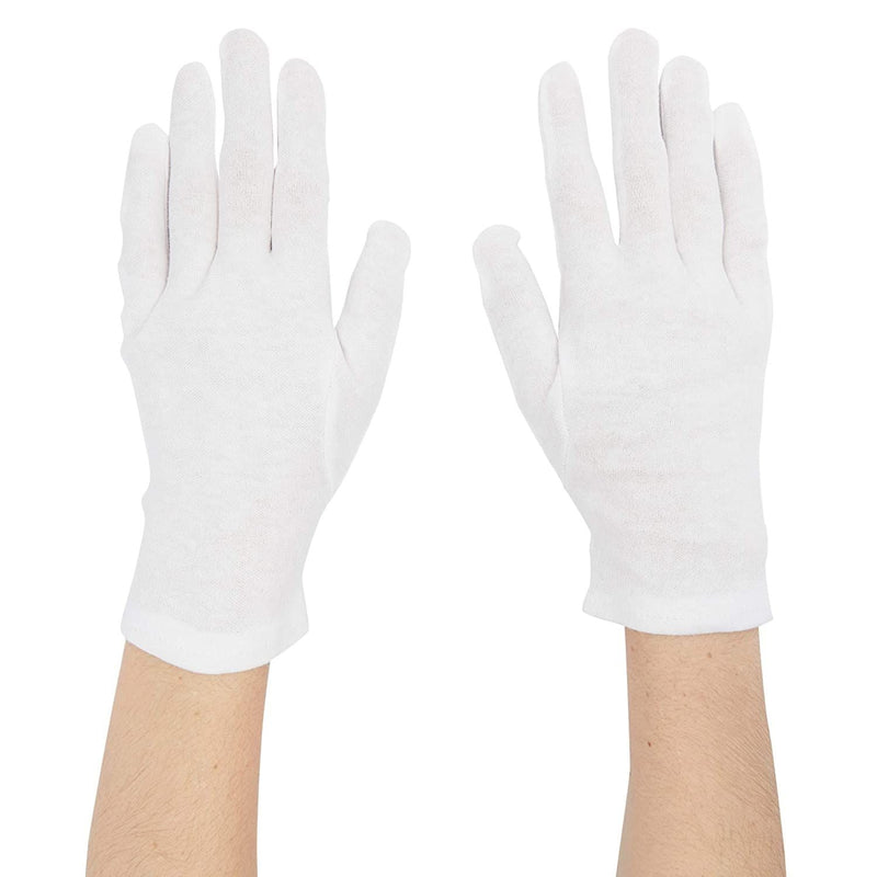 White Gloves for Dry Hands, Reusable for Spa (Cotton, 24 Pairs)