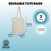Reusable Canvas Grocery Bags, Non Woven Cloth Tote Bags with Handles for Shopping (16.5 x 19.5 In, 3 Pack)