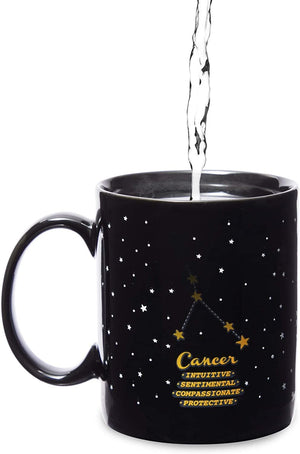 11-Ounce Color Changing Mug with Cancer Zodiac Astrological Sign Design (Black)