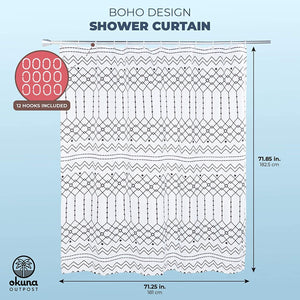 Okuna Outpost Bohemian Style Shower Curtain Set with 12 Hooks, Bathroom Decor (70 x 71 in, 13 Pieces)