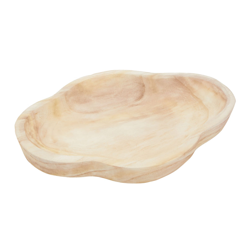 16 In Handmade Wooden Dough Bowls for Decor, Paulownia Wood Cross Shaped Dough Bowl