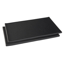 Black Rubber Coffee Bar Mats for Countertop Spills (18 x 12 In, 2 Pack)