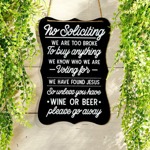 Funny No Soliciting Sign for House (Black Acrylic, 8 x 12 Inches)