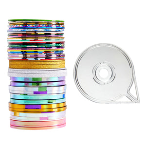 Metallic Nail Art Striping Tape with 12 Dispensers (3 Sizes, 54 Rolls)
