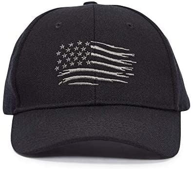 Okuna Outpost Black American Flag Hat for Men with Inner Crown Elastic Band, One Size Fits Most