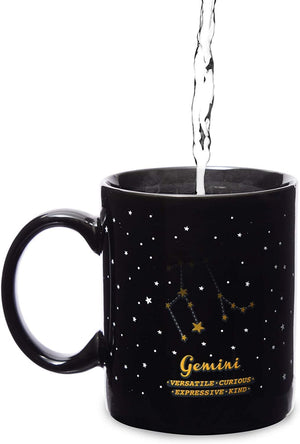 11-Ounce Color Changing Mug with Gemini Zodiac Astrological Sign Design (Black)