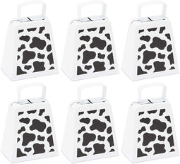 Cow Bells with Handles, Cow Print Noise Makers (4 Inches, 6 Pack)