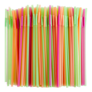 200 Pack Plastic Extra Long Straws for Birthday Party, 13 Inch Disposable Drinking Straws for Cocktails, Coffee (4 Rainbow Colors)