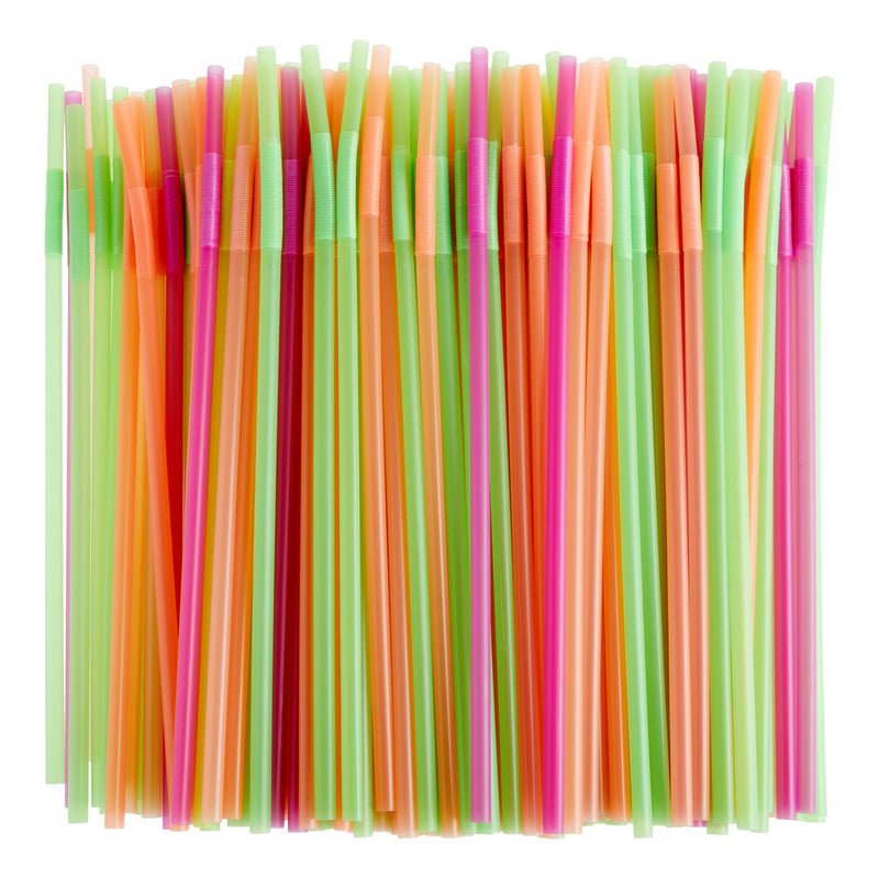 200 Pack Plastic Extra Long Straws for Birthday Party, 13 Inch Disposable Drinking Straws for Cocktails, Coffee (4 Rainbow Colors)