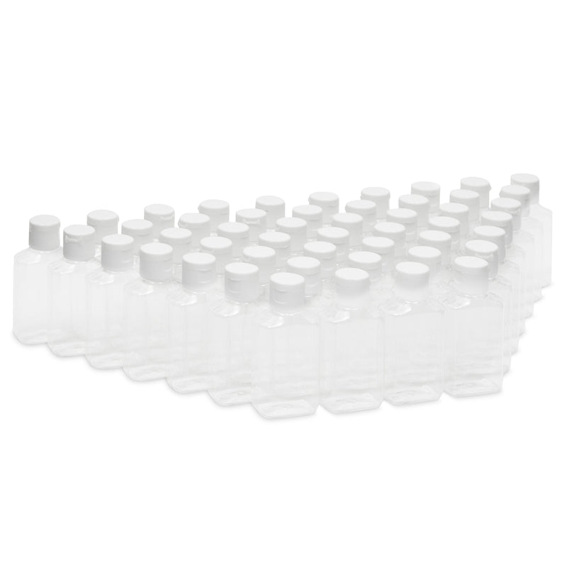 50 Pack Mini Empty Plastic Bottles with Flip Cap, 2 oz Refillable Travel Container for Liquid Lotion Shampoo
