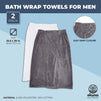 Okuna Outpost Bath Wrap Towels for Men, Grey and White (25.5 x 29 Inches, 2 Pack)