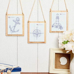 Nautical Wall Decor, Wooden Vintage Designs for Home Decor (5.5 x 4.7 In, 3 Pack)