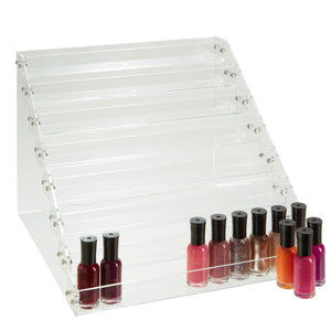 8 Tier Clear Acrylic Nail Polish Display Rack with 96 Bottle Capacity, Organizer for Salons (12.75 x 12.5 x 9.25 in)