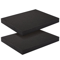 2-Pack Packing Foam Sheets - 16x12x1.5 Customizable Polyurethane Insert Pads for Tool Case Cushioning, Crafts (Black)