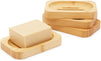 Okuna Outpost Bamboo Soap Dish with Drain, Bathroom Decor (4.7 x 3.1 x 0.67 in, 4 Pack)