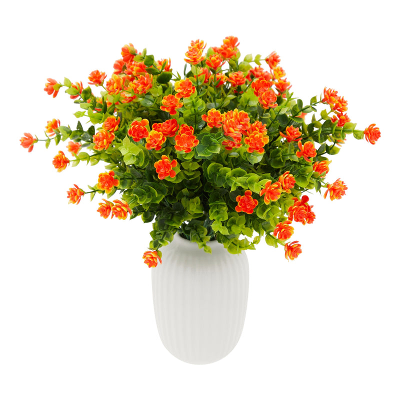 Artificial Flowers for Outdoors, Fake Orange Bouquets for Decoration (14x6 In, 6 Pack)