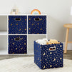4 Pack Star Storage Cubes, Collapsible Foldable Fabric Organizer Baskets for Clothes, Toys, Gold Moons and Stars (11 In)