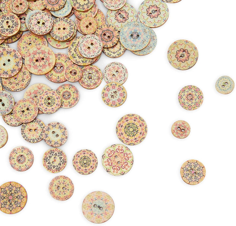 Decorative Buttons for Crafts and Sewing, 30 Vintage Flower Designs (200 Pieces)
