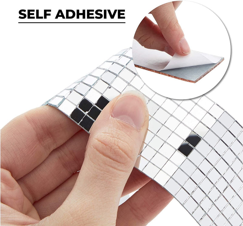 Silver Glass Mirror Tiles for Crafts, 5x5 mm Self-Adhesive Stickers (5280 Pieces)