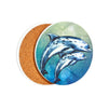 Set of 8 Ocean Animal Ceramic Table Coasters for Drinks with Holder and Cork Base (4 In)