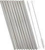10 Extra Wide Boba Straws with 2 Cleaning Brushes, Reusable Metal (12 Pieces)
