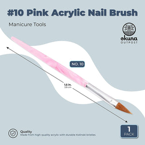 Size 10 Acrylic Nail Brush for Professional 3D Nail Art Manicure Application Tool, Pink, 1.5 in